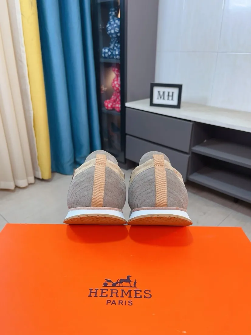 Men's shoes 💰480🌸🌸[HERMES] Hermès sneakers, the upper is made of calfskin and suede, imported materials, full of texture, the lightweight sole is decorated with contrasting patterns, creating a versatile fashion style. Size: 38-44, 45 customized
